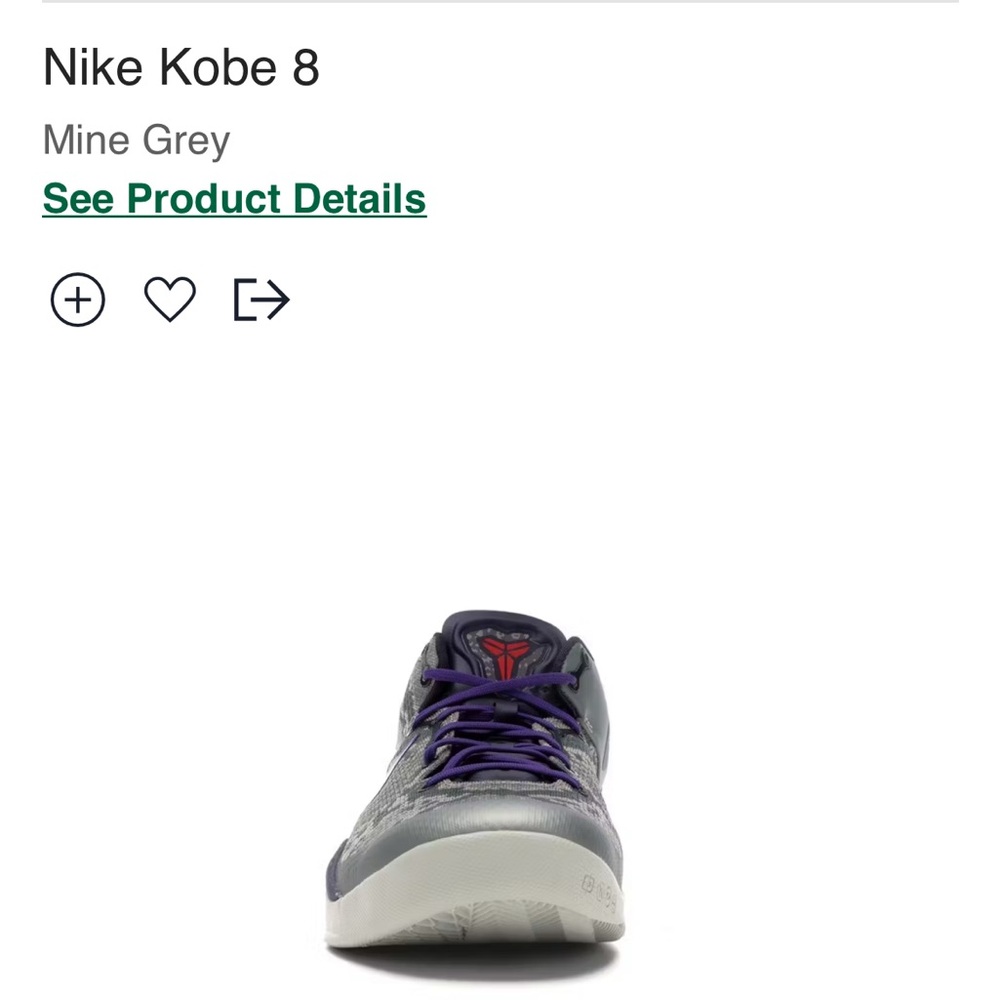 NIKE KOBE 8 SYSTEM 'MINE GREY' GS sz5.5Y - Picture 7 of 7